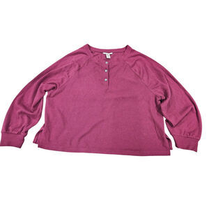 Vintage Y2k Victoria's Secret Henley Thermal Red Shirt Large Women Sleep Pajama